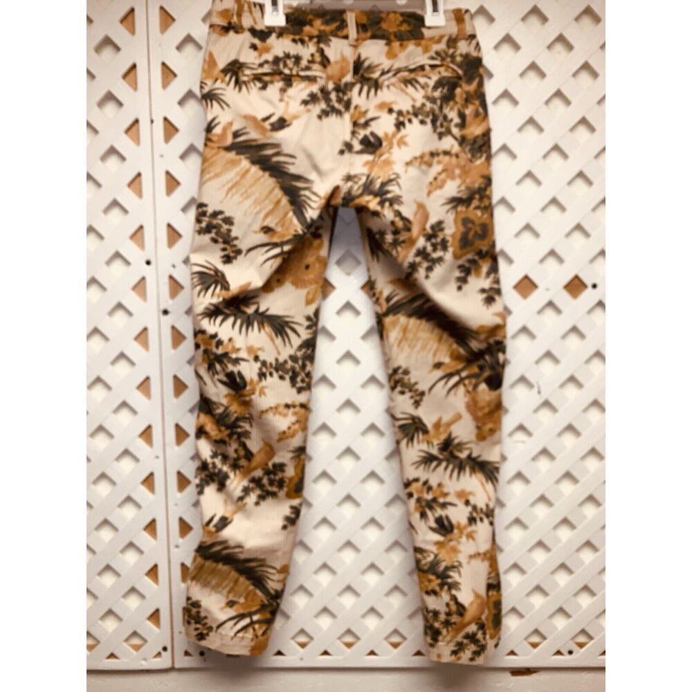 25P Chino by Anthropologie Tropical Bird Pants Dress Stripe Tan Relaxed Stretch - Picture 7 of 16